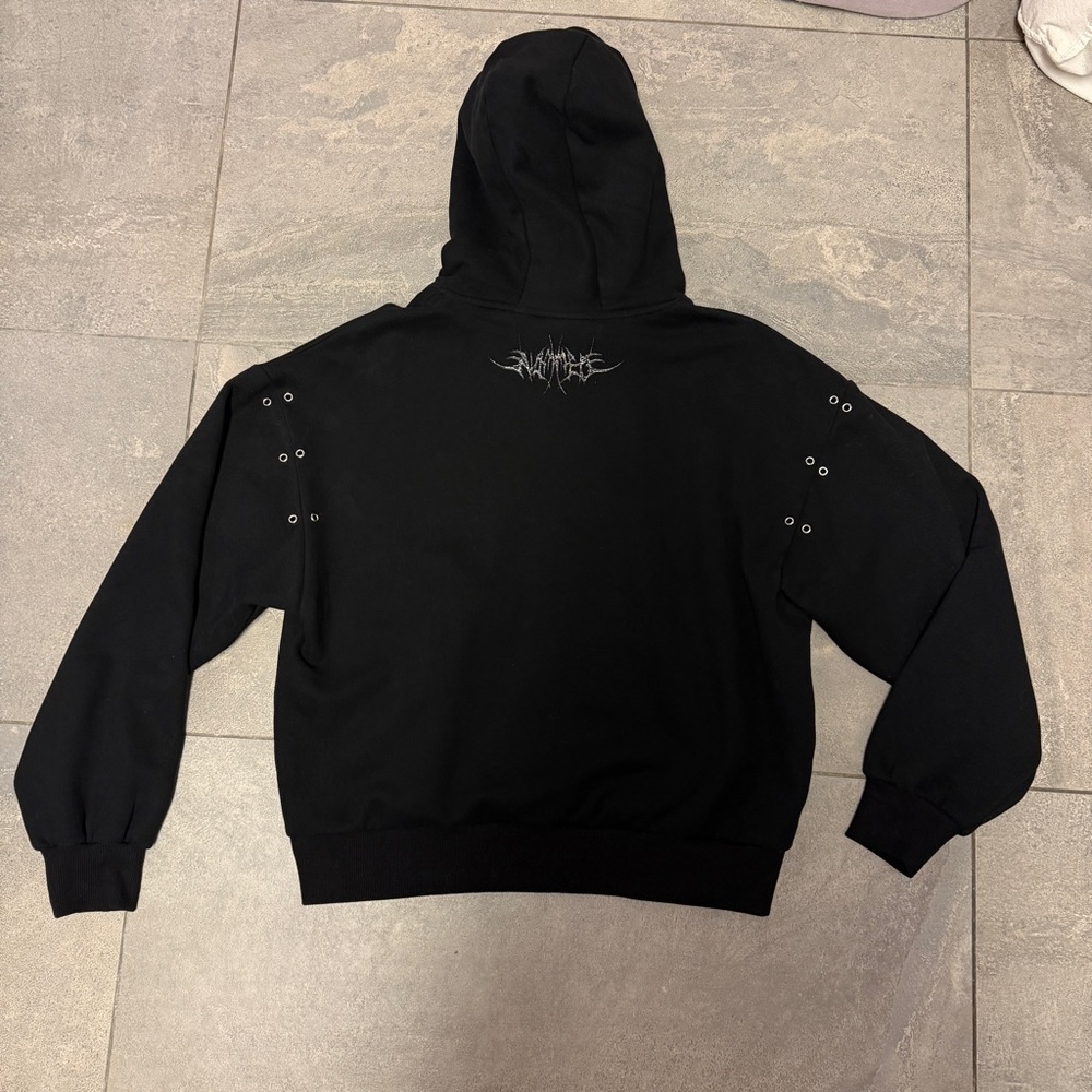 SOLD! Named Collective Destroy Chrome Pierced Pullover Hoodie Black Silver XS - Picture 8 of 9